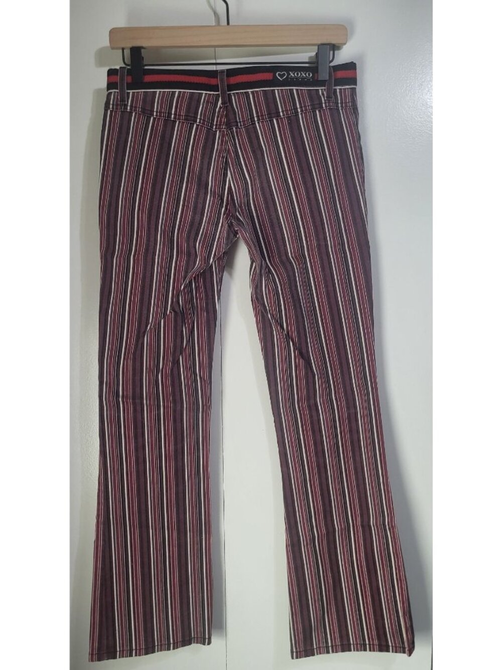 Vintage y2k XOXO Jeans SZ 7/8 Striped Bootcut Grunge Red Black - Picture 2 of 9
